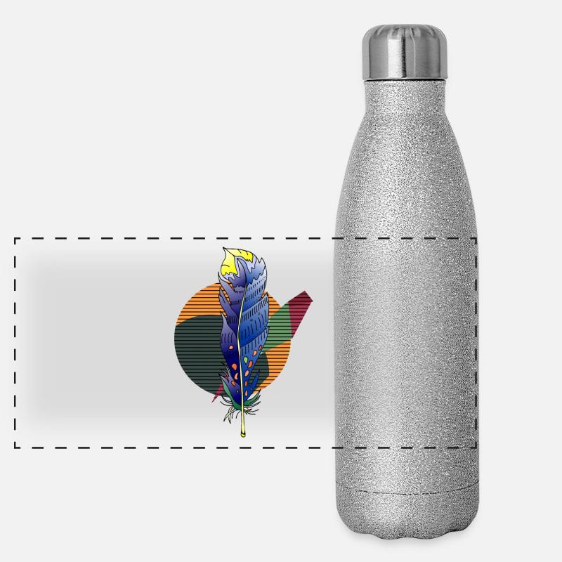 Bunte Feder Panorama Glitzer Isolierflasche 500 ml