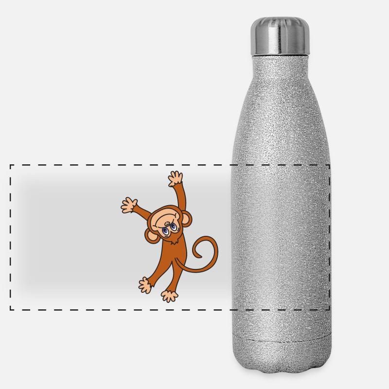 Chimpanzé de singe Gourde isotherme panoramique pailletée 500 ml