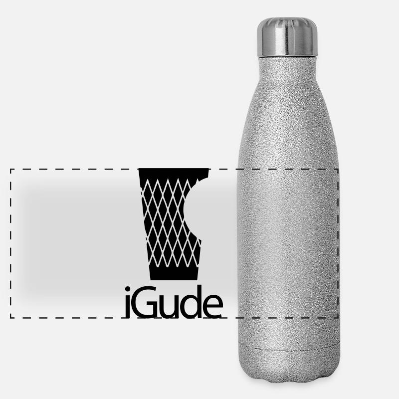 iGude - Geripptes schwarz Panorama Glitzer Isolierflasche 500 ml