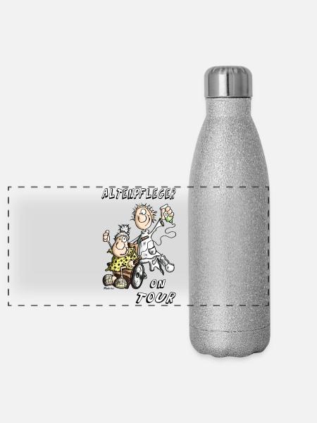 Altenpfleger on Tour - Panorama Glitzer Isolierflasche 500 ml - Silber Glitzer