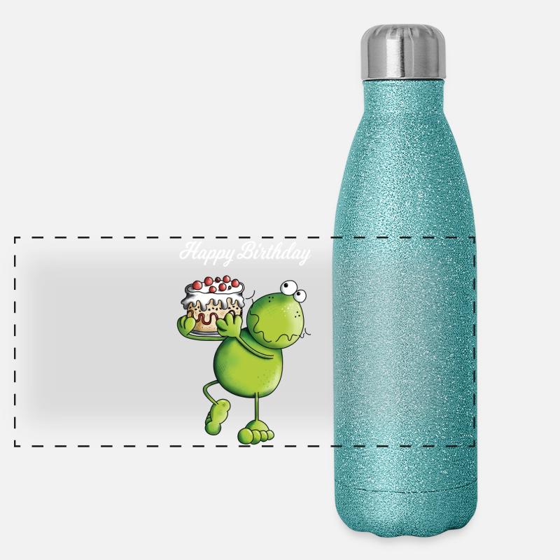 Birthday Frog - Cartoon - Comic Panoramic Glitter Thermal Bottle 500 ml
