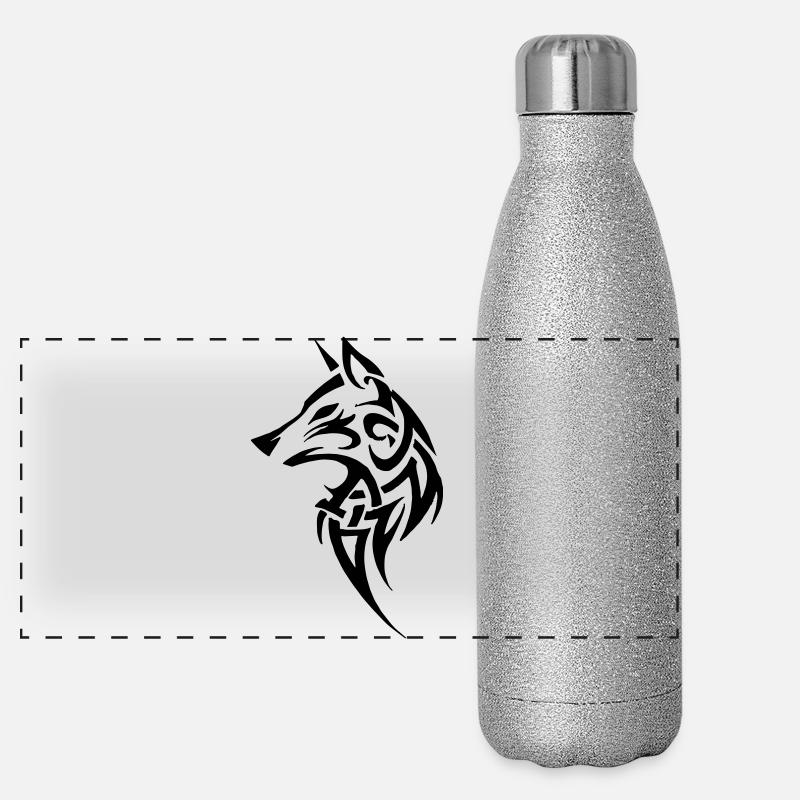 Wolf Tribal Panorama Glitzer Isolierflasche 500 ml