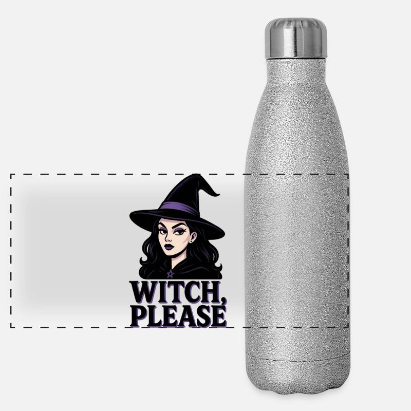 Witch Please Funny and Sarcastic Sassy Woman Panoramic Glitter Thermal Bottle 500 ml