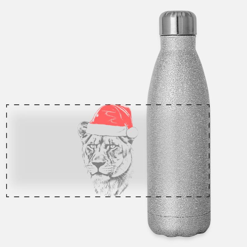 Lioness Christmas Hat Panoramic Glitter Thermal Bottle 500 ml