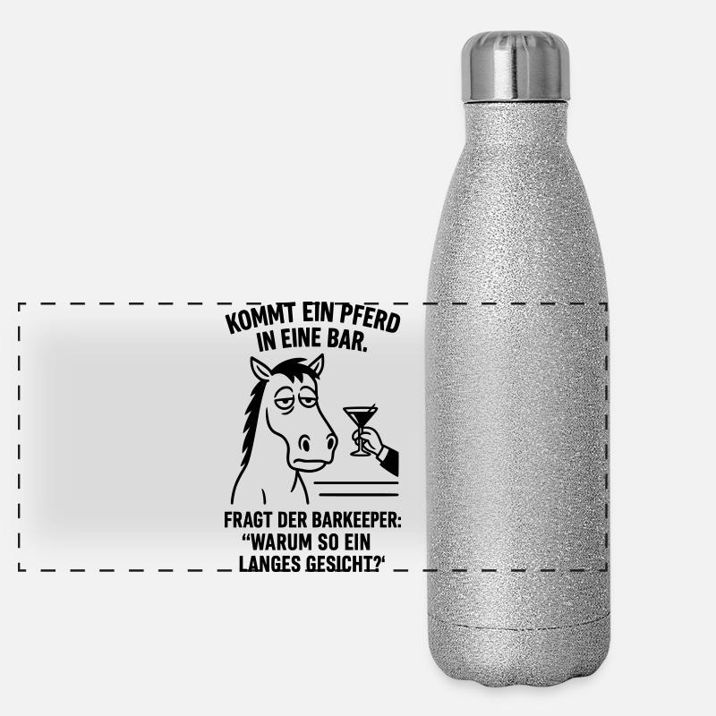 pferd in bar Panorama Glitzer Isolierflasche 500 ml