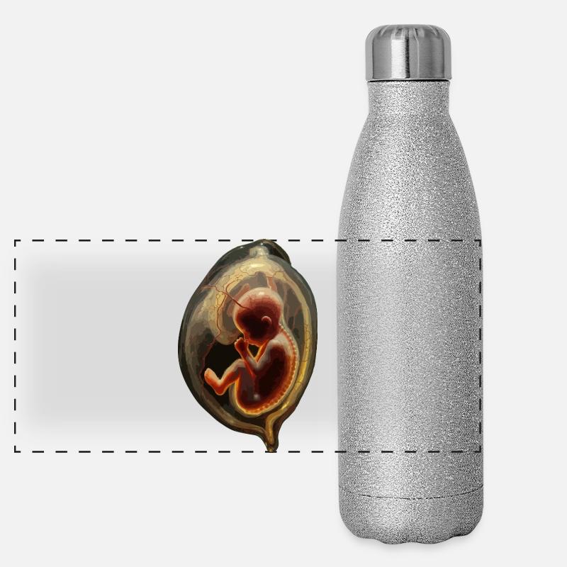 Embryo-Silhouette in der Gebärmutter Panorama Glitzer Isolierflasche 500 ml