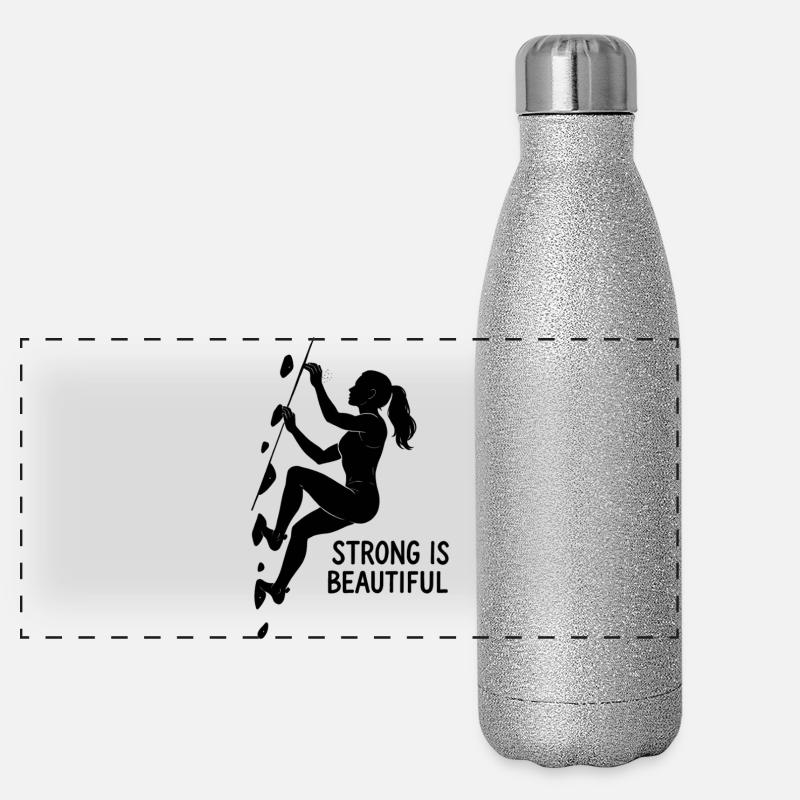 Strong is Beautiful – Ästhetik beim Bouldern Panorama Glitzer Isolierflasche 500 ml