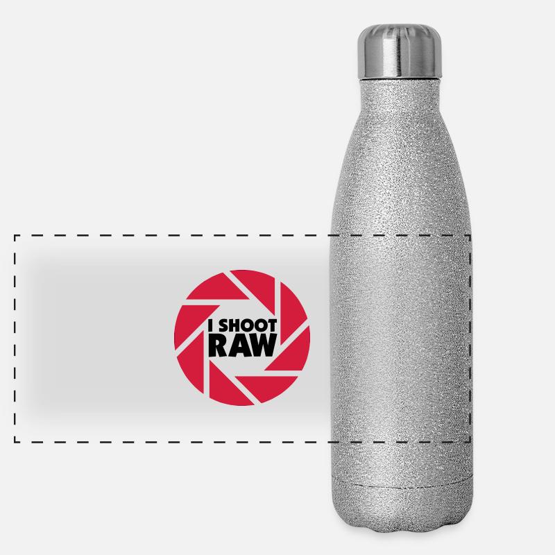 I shoot RAW - schwarz Panorama Glitzer Isolierflasche 500 ml