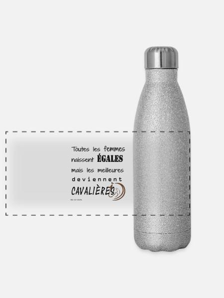 Spéciale cavaliere - Gourde isotherme panoramique pailletée 500 ml - paillettes argentées - Devant