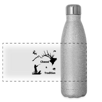 chasse - Gourde isotherme panoramique pailletée 500 ml - paillettes argentées - Devant