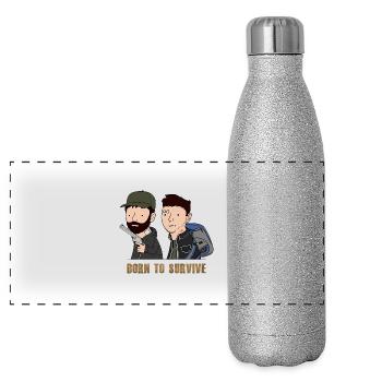 Wankul - Born to survive - Gourde isotherme panoramique pailletée 500 ml - paillettes argentées - Devant