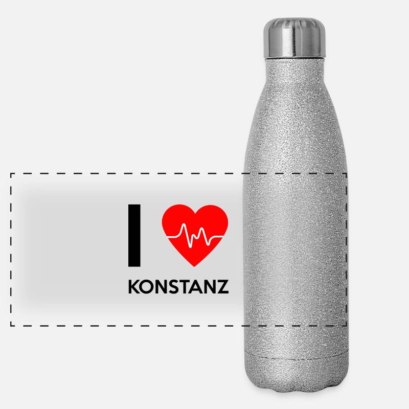 I Love Konstanz - Ich liebe Konstanz Panorama Glitzer Isolierflasche 500 ml
