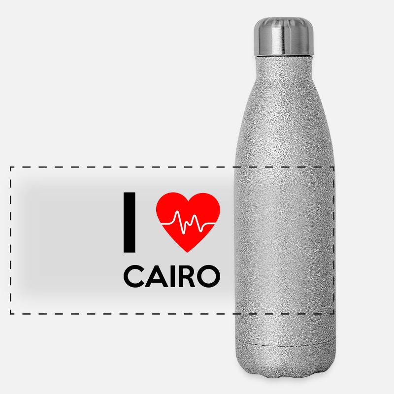 Ich Love Cairo - Ich liebe Cairo Panorama Glitzer Isolierflasche 500 ml