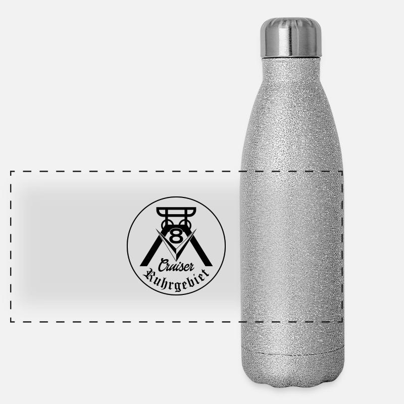 V8-Cruiser Logo schwarz Panorama Glitzer Isolierflasche 500 ml