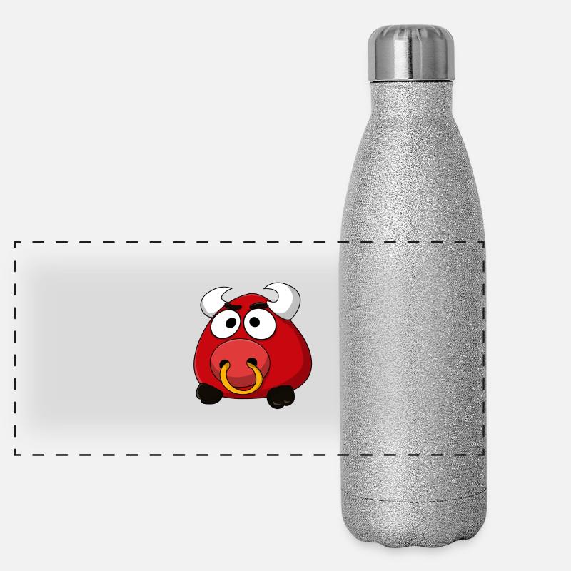 little bull - Panoramic Glitter Thermal Bottle 500 ml - silver glitter