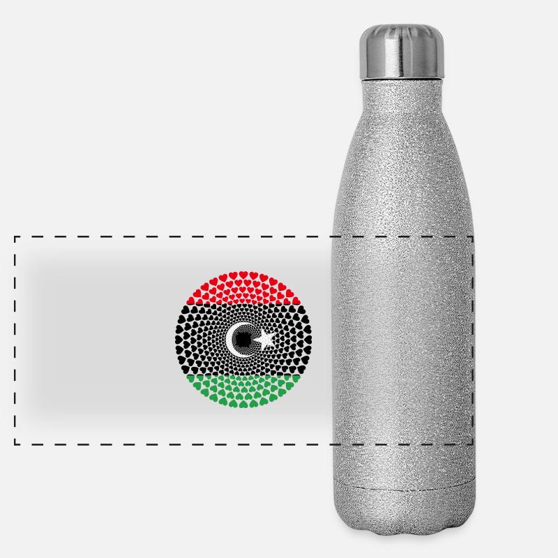 Libya Libya ليبيا Love HEART Mandala Panoramic Glitter Thermal Bottle 500 ml