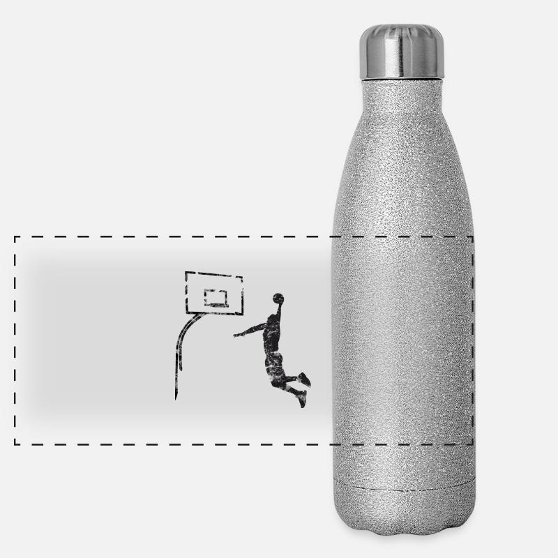 Basketball Dunking Vintage Used Look Panorama Glitzer Isolierflasche 500 ml