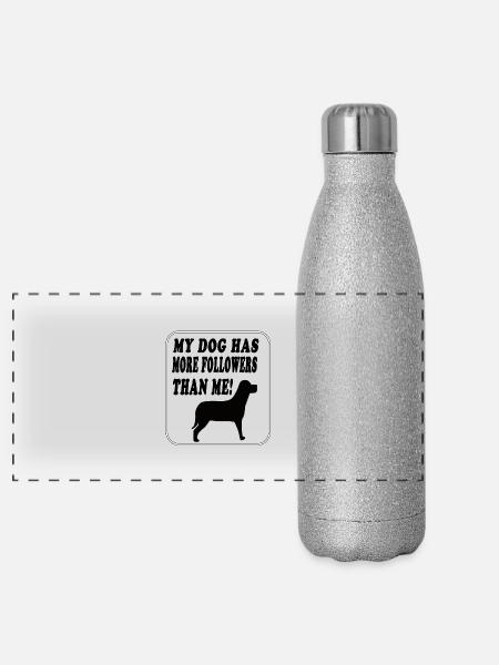 DOG FOLLOWERS - Panorama Glitzer Isolierflasche 500 ml - Silber Glitzer - Vorne
