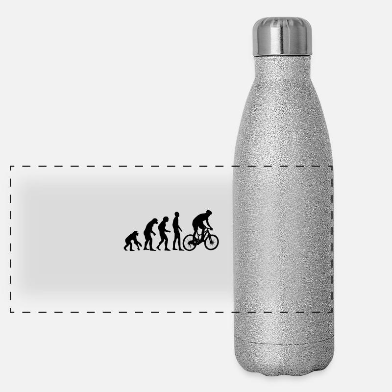 Human Evolution Mountainbike Fahrrad Rad Radsport Panorama Glitzer Isolierflasche 500 ml