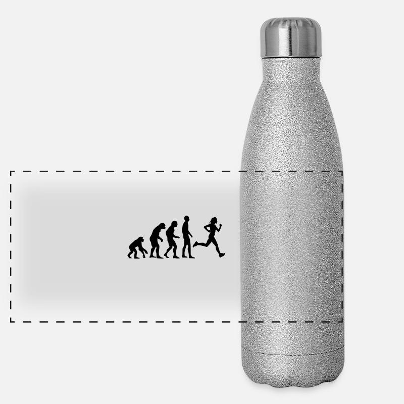 Human Evolution Running Jogging Joggen Geschenk Panorama Glitzer Isolierflasche 500 ml