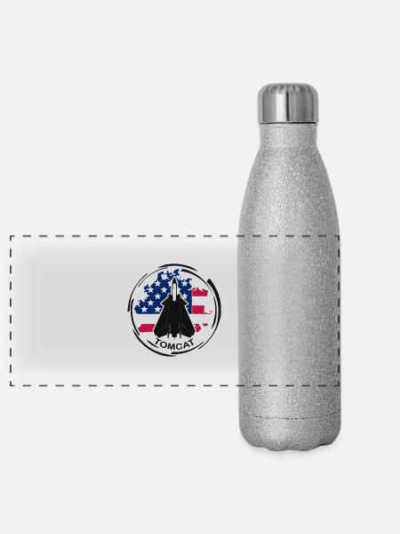 Flugzeug F14 Tomcat - Panorama Glitzer Isolierflasche 500 ml - Silber Glitzer - Vorne