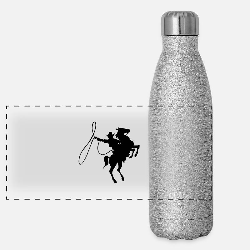 Cowboy auf Pferd Panorama Glitzer Isolierflasche 500 ml