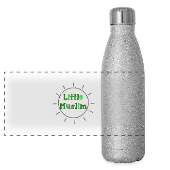 little Muslim little Muslim boy Akhi proud - Panoramic Glitter Thermal Bottle 500 ml - silver glitter - Front