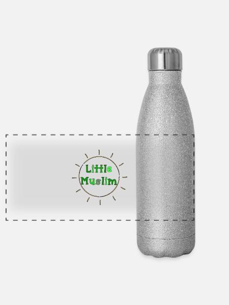 little Muslim little Muslim boy Akhi proud - Panoramic Glitter Thermal Bottle 500 ml - silver glitter - Front