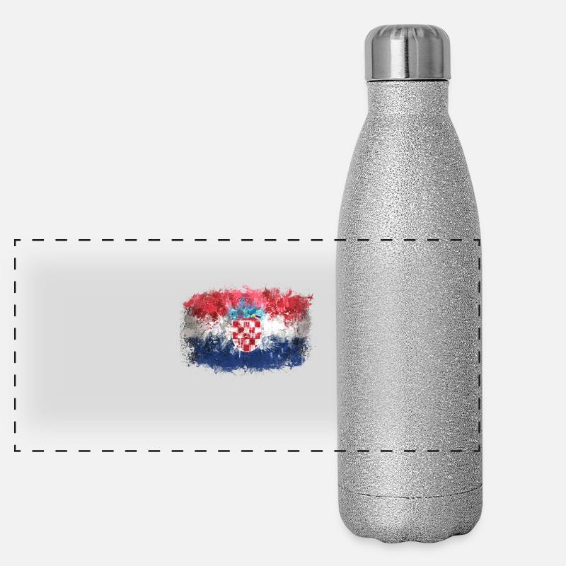 Croatian Flag Graffiti Panoramic Glitter Thermal Bottle 500 ml