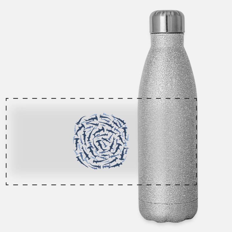 Hammerhaie Taucher Panorama Glitzer Isolierflasche 500 ml
