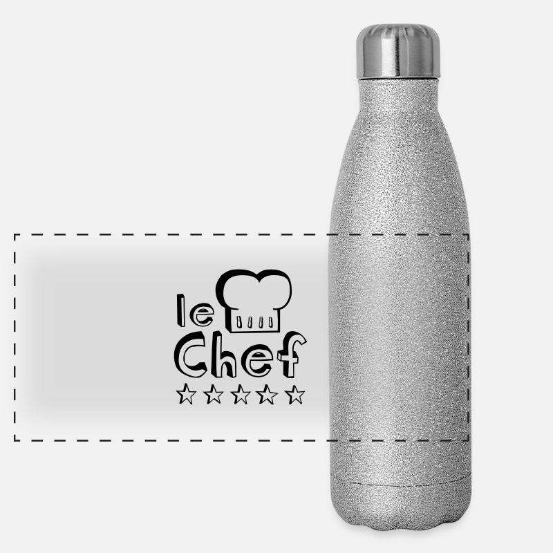 Le Chef Vater, Ehemann oder man Meister der Grill, Panorama Glitzer Isolierflasche 500 ml