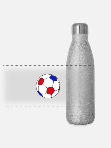 France football - Panoramic Glitter Thermal Bottle 500 ml - silver glitter - Front