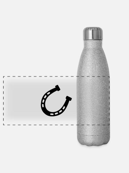 pferde_hufe__f1 - Panorama Glitzer Isolierflasche 500 ml - Silber Glitzer - Vorne