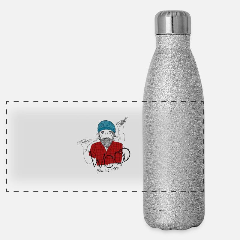 verliebter bärtiger Holzfäller Geschenk Panorama Glitzer Isolierflasche 500 ml