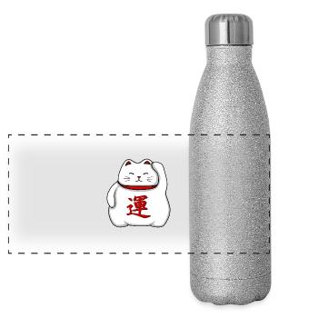 Maneki-neko - Panoramic Glitter Thermal Bottle 500 ml - silver glitter - Front