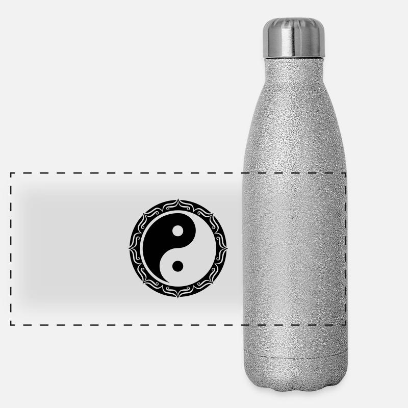 Yin Yang Lotus, symbole chinois, Tao, Art martiaux Gourde isotherme panoramique pailletée 500 ml