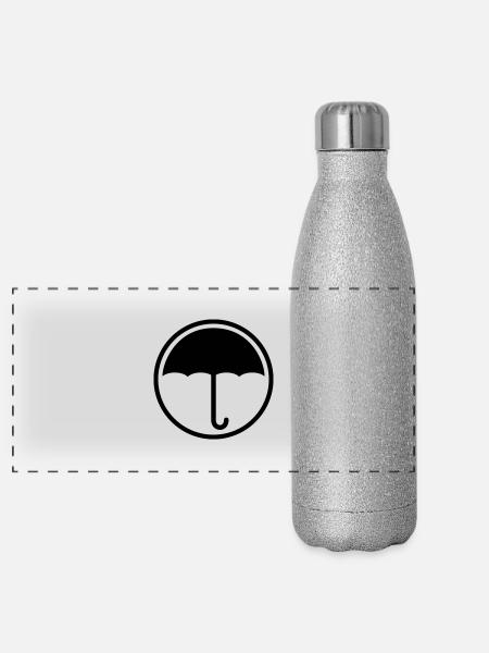 Umbrella Logo - Panorama Glitzer Isolierflasche 500 ml - Silber Glitzer - Vorne