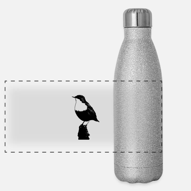 White throated Dipper transparent background Panoramic Glitter Thermal Bottle 500 ml