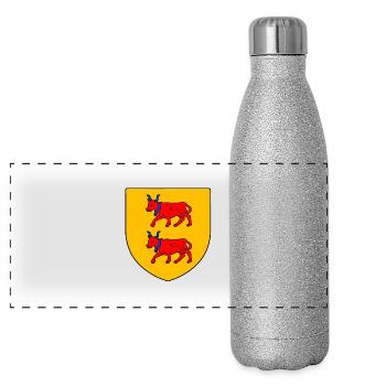 pays de Béarn vaches rouges - Gourde isotherme panoramique pailletée 500 ml - paillettes argentées - Devant