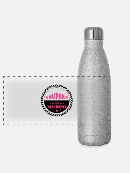 Super mummi - Panoramic Glitter Thermal Bottle 500 ml - silver glitter - Front