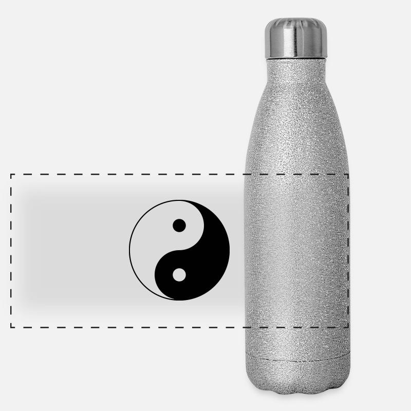 Yin Yang Symbol (Vector) - Gourde isotherme panoramique pailletée 500 ml - paillettes argentées