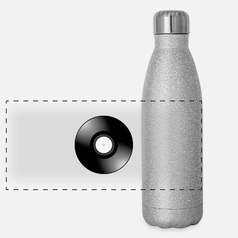 Smiley Vinyl Record Panorama Glitzer Isolierflasche 500 ml