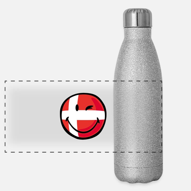 Smiley Flag Denmark Panorama Glitzer Isolierflasche 500 ml