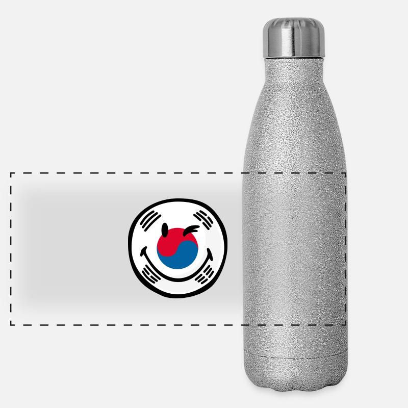 Smiley Flag South Korea - Panorama Glitzer Isolierflasche 500 ml - Silber Glitzer