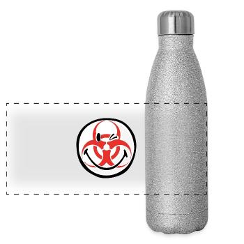 Smiley Biohazard - Gourde isotherme panoramique pailletée 500 ml - paillettes argentées - Devant