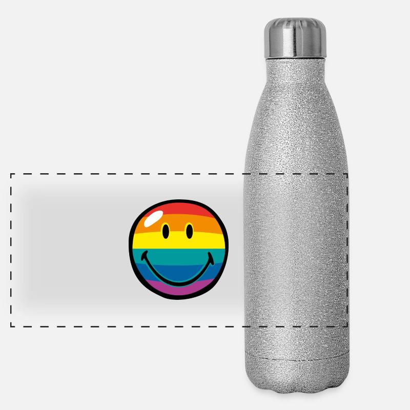 Smiley Rainbow Stripes Gourde isotherme panoramique pailletée 500 ml