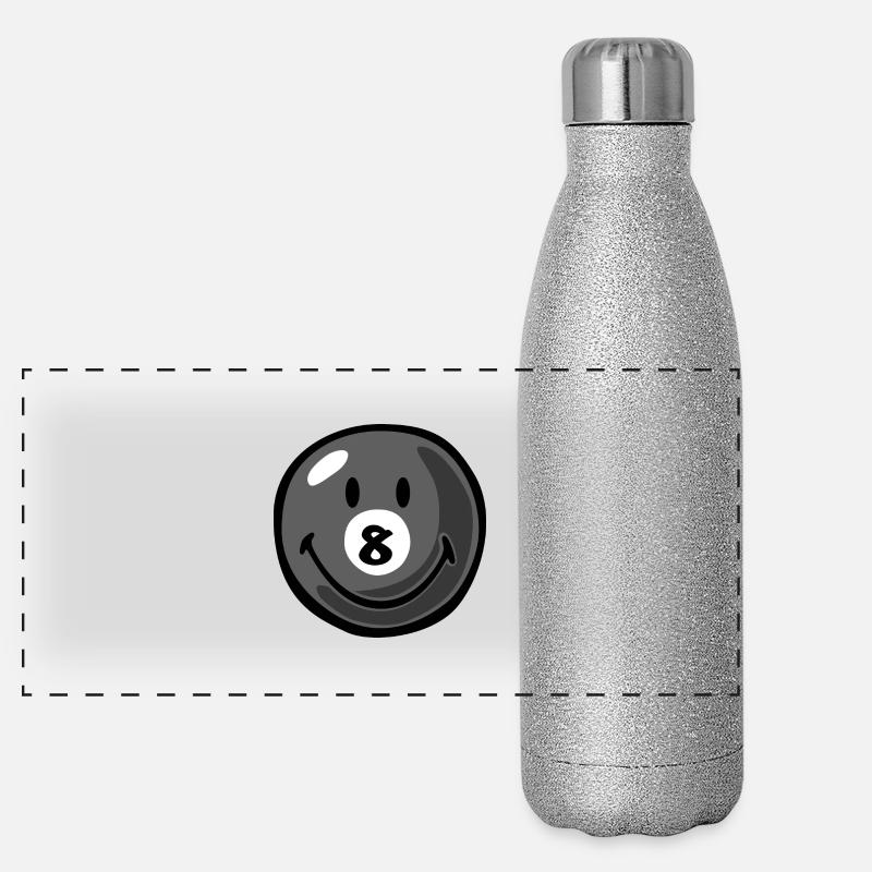 Smiley Pool Ball 8 Gourde isotherme panoramique pailletée 500 ml