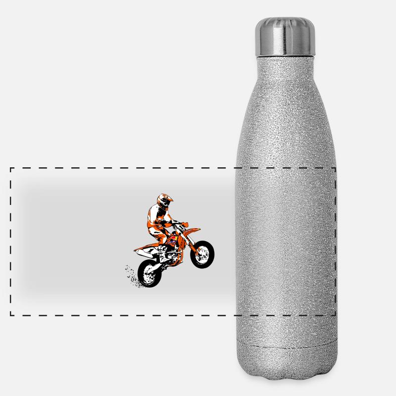 Supermoto Racer Panorama Glitzer Isolierflasche 500 ml