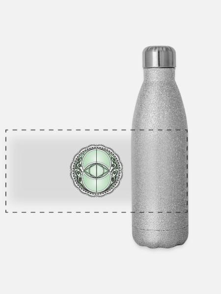 Vesica Piscis, Chalice Well, géométrie sacrée, vie - Gourde isotherme panoramique pailletée 500 ml - paillettes argentées - Devant