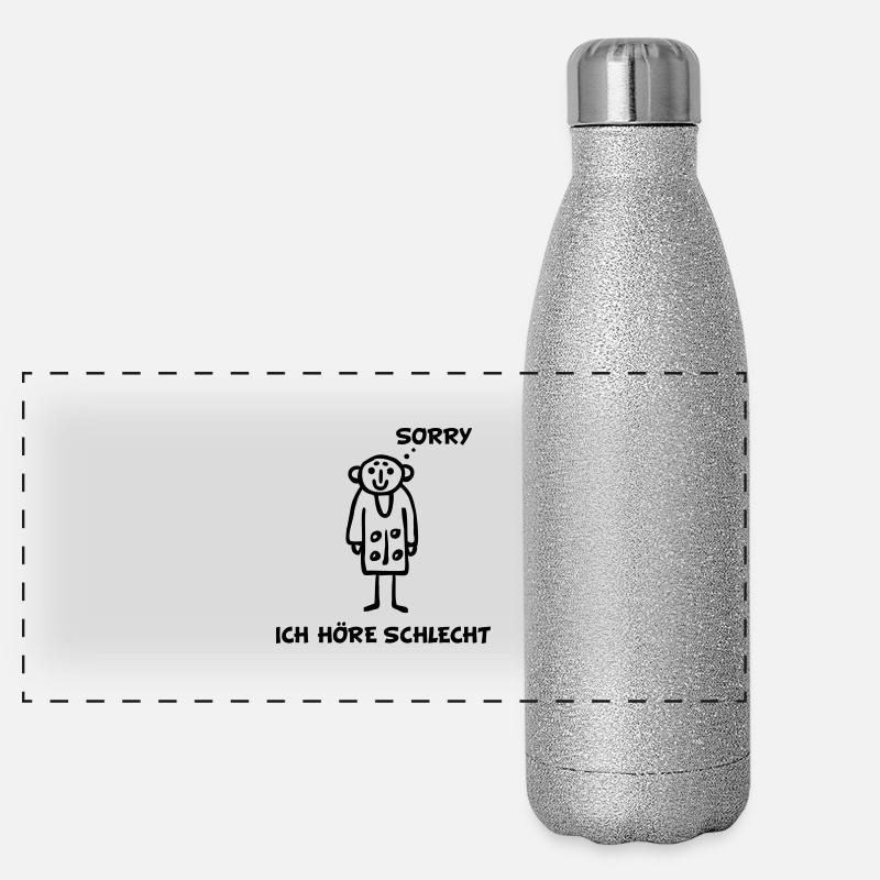 Strichmännchen hört schlecht Panorama Glitzer Isolierflasche 500 ml